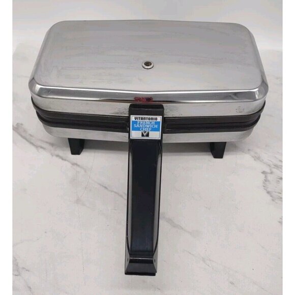 Vitantonio French Sandwich Chef Model 650 Vintage Stainless Steel Chrome TESTED - Picture 1 of 10